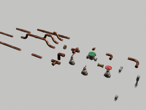 copper water pipes 3D 모델