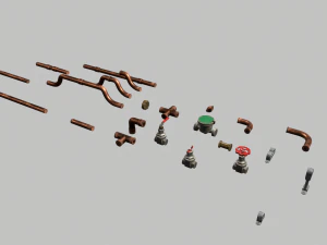 copper water pipes 3D Model