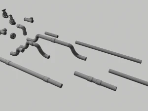 copper water pipes 3D Model