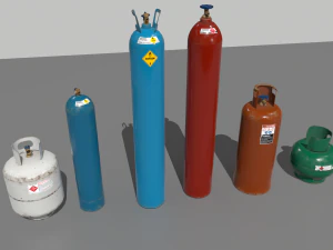 cilindros de g&aacute;s industrial pacote 1 Modelo 3D
