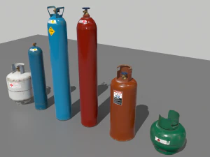 industrial gas cylinders pack 1 3D Model