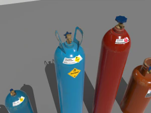 industrial gas cylinders pack 1 3D Model