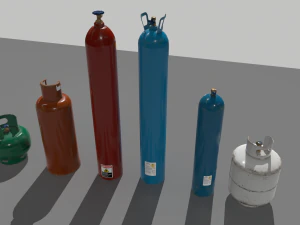 industrial gas cylinders pack 1 3D Model