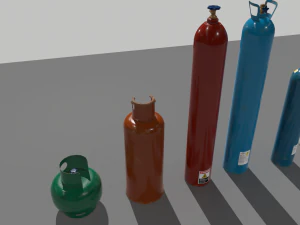 industrial gas cylinders pack 1 3D Model