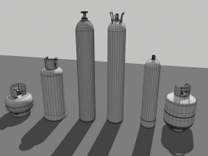 industrial gas cylinders pack 1 3D Model