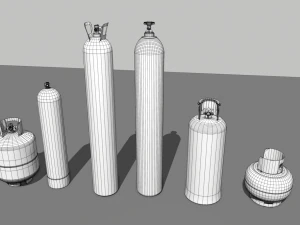 industrial gas cylinders pack 1 3D Model