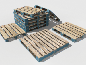industrial wooden pallet 1 pbr Model 3D