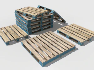 end&uuml;striyel ahşap palet 1 pbr 3D Model