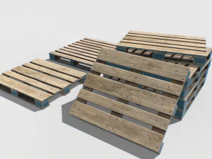 industri&euml;le houten pallet 1 st 3D Model