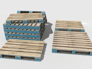 industri&euml;le houten pallet 1 st 3D Model