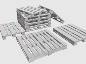 industrial wooden pallet 1 pbr Modelo 3D