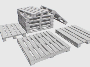 industri&euml;le houten pallet 1 st 3D Model