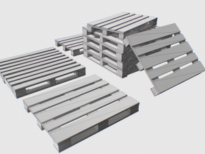 industrial wooden pallet 1 pbr Modelo 3D