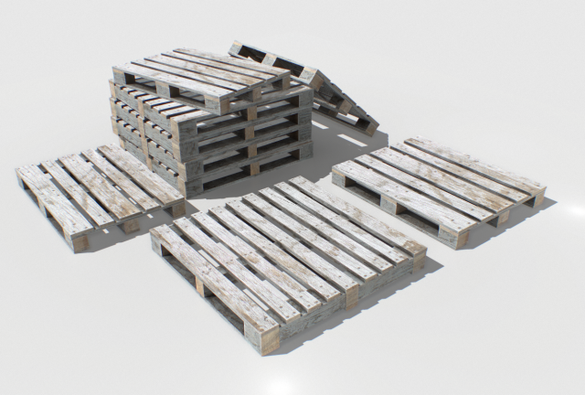 industrial wooden pallet 2 pbr Modelo 3D .c4d .max .obj .3ds .fbx .stl .blend 