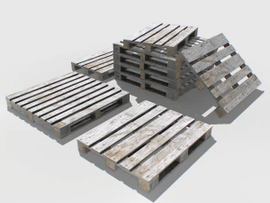 industrial wooden pallet 2 pbr 3D Model