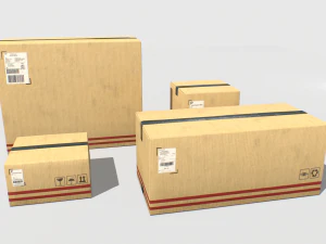 cardboard boxes pack 1 3D Model