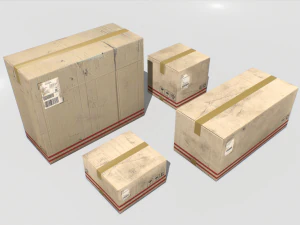 pacote de caixas de papel&atilde;o 2 Modelo 3D