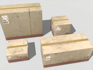 cardboard boxes pack 2 3D Model