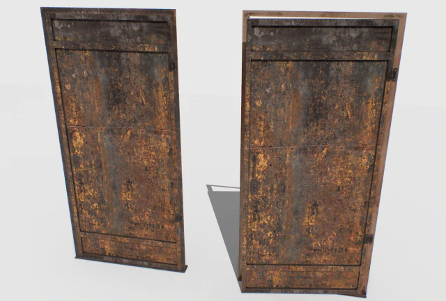 rusty metal door 1 3D Model .c4d .max .obj .3ds .fbx .stl .blend