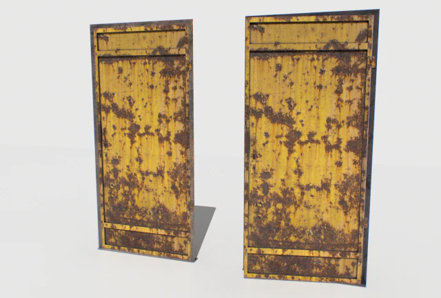 rusty metal door 2 3D Model .c4d .max .obj .3ds .fbx .stl .blend 