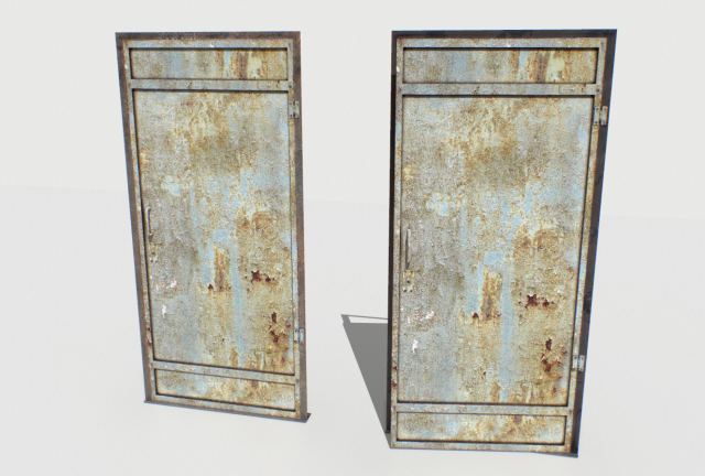 rusty metal door 4 3D 모델 .c4d .max .obj .3ds .fbx .stl .blend 