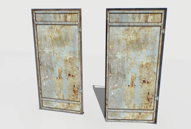 rusty metal door 4 3D Model .c4d .max .obj .3ds .fbx .stl .blend