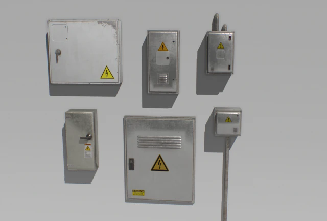 electrical box pack 1 3D Model .c4d .max .obj .3ds .fbx .stl .blend 