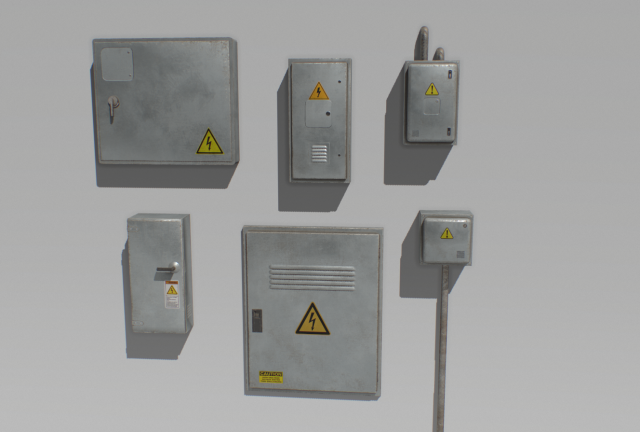electrical box pack 2 3D Модель .c4d .max .obj .3ds .fbx .stl .blend 