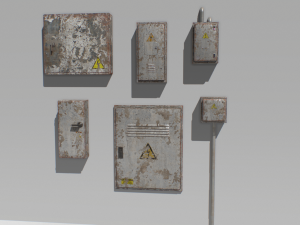 old and rusty electrical box pack 1 3Dモデル