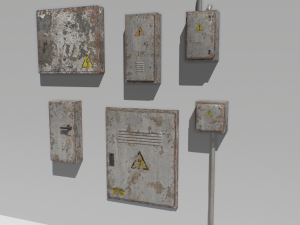 old and rusty electrical box pack 1 3D मॉडल