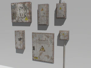 old and rusty electrical box pack 1 3D Model