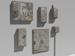old and rusty electrical box pack 1 3D मॉडल