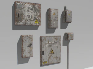 old and rusty electrical box pack 1 3D Model