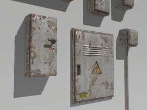 old and rusty electrical box pack 1 3D मॉडल