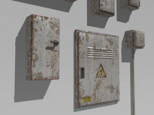 old and rusty electrical box pack 1 3D Model