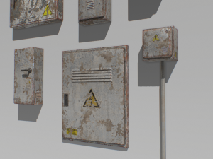 old and rusty electrical box pack 1 3D मॉडल