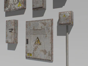 old and rusty electrical box pack 1 3D Model