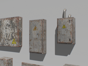 old and rusty electrical box pack 1 3D मॉडल