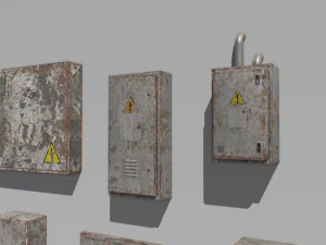 old and rusty electrical box pack 1 3D Model