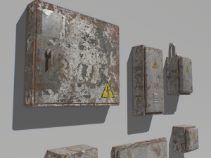 old and rusty electrical box pack 1 3D मॉडल