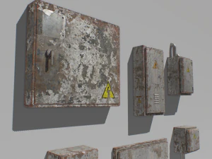 old and rusty electrical box pack 1 3D Model