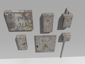 old and rusty electrical box pack 1 3D मॉडल