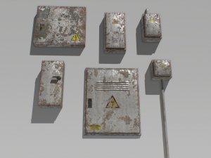 old and rusty electrical box pack 1 3D मॉडल