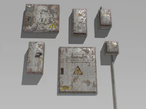 old and rusty electrical box pack 1 3D Model