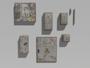 old and rusty electrical box pack 1 3D मॉडल