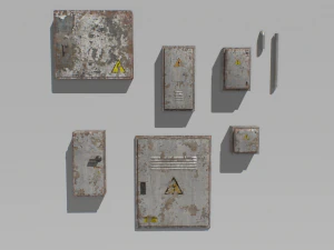 old and rusty electrical box pack 1 3D Model