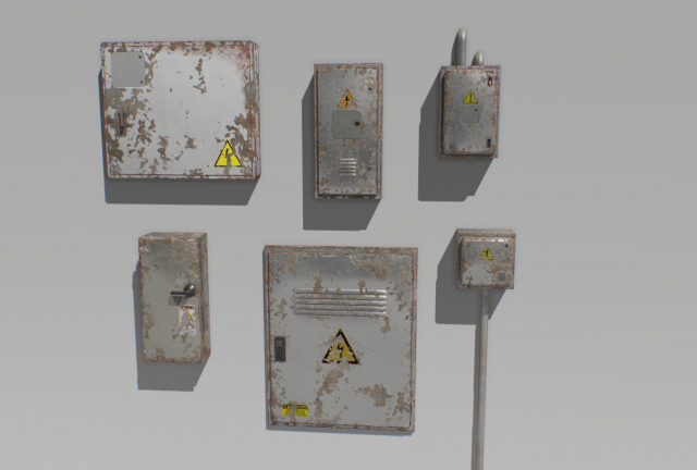 old and rusty electrical box pack 2 Model 3D .c4d .max .obj .3ds .fbx .stl .blend 