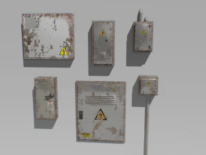 eski ve paslı elektrik kutusu paketi 2 3D Model
