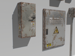 old and rusty electrical box pack 2 Model 3D