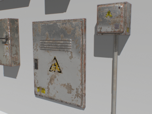 old and rusty electrical box pack 2 Model 3D